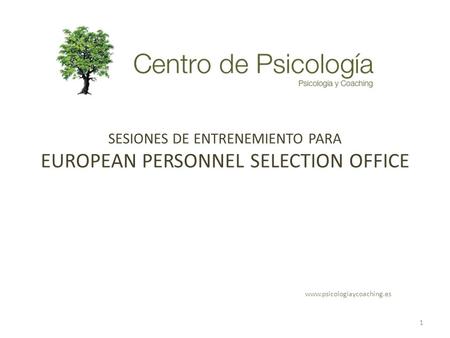 SESIONES DE ENTRENEMIENTO PARA EUROPEAN PERSONNEL SELECTION OFFICE 1 www.psicologiaycoaching.es.