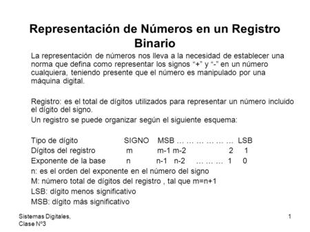 Representación de Números en un Registro Binario