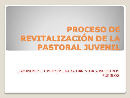 PROCESO DE REVITALIZACIÓN DE LA PASTORAL JUVENIL