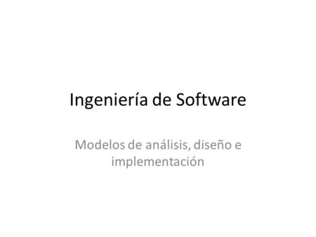 Ingeniería de Software