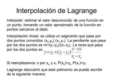 Interpolación de Lagrange