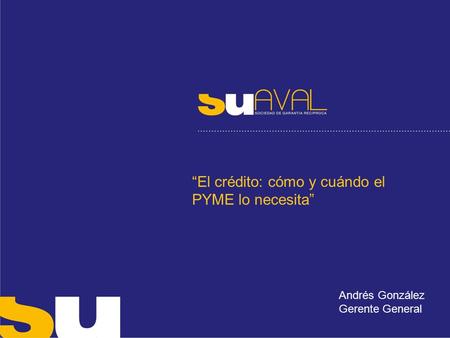 “El crédito: cómo y cuándo el PYME lo necesita” Andrés González Gerente General.