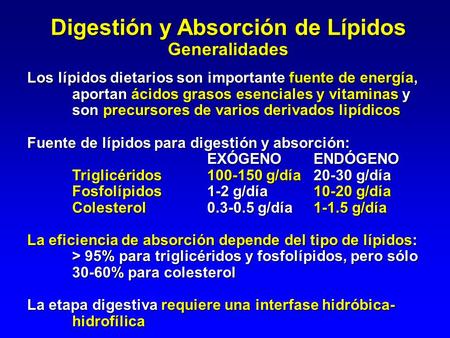 Digestión y Absorción de Lípidos