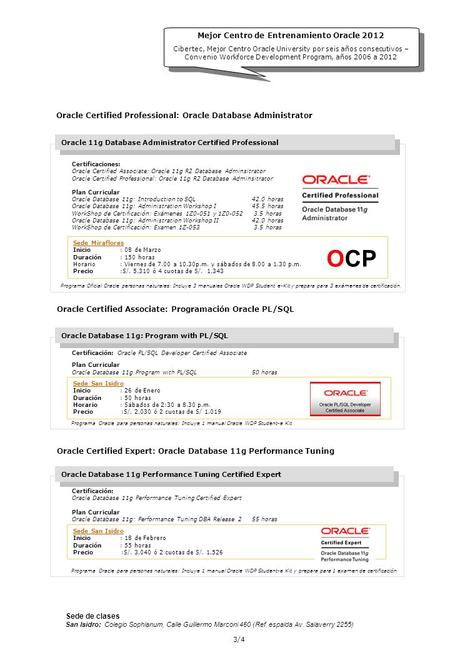 Mejor Centro de Entrenamiento Oracle 2012