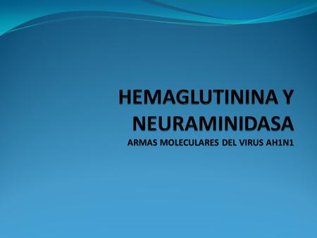 HEMAGLUTININA Y NEURAMINIDASA ARMAS MOLECULARES DEL VIRUS AH1N1