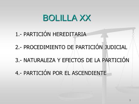 BOLILLA XX 1.- PARTICIÓN HEREDITARIA