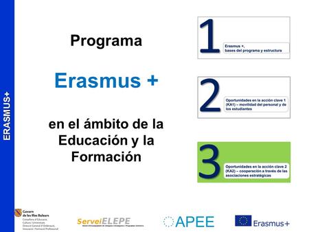 ERASMUS+ Programa Erasmus + en el ámbito de la Educación y la Formación.