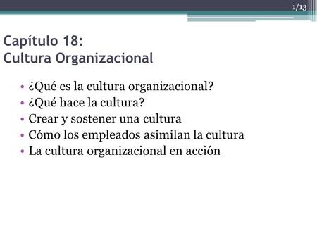Capítulo 18: Cultura Organizacional