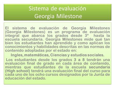 Sistema de evaluación Georgia Milestone