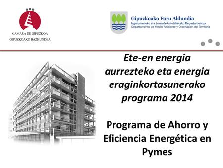 Ete-en energia aurrezteko eta energia eraginkortasunerako programa 2014 Programa de Ahorro y Eficiencia Energética en Pymes.