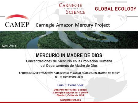CAMEP Carnegie Amazon Mercury Project MERCURIO IN MADRE DE DIOS