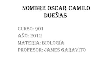 Nombre Oscar camilo Dueñas