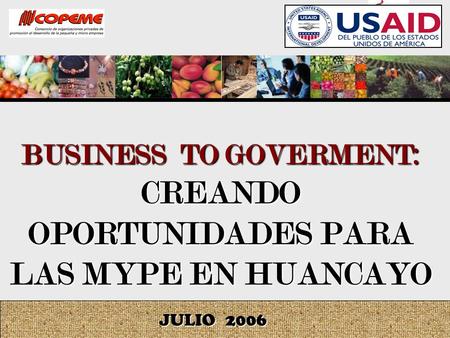 BUSINESS TO GOVERMENT: CREANDO OPORTUNIDADES PARA LAS MYPE EN HUANCAYO JULIO 2006.