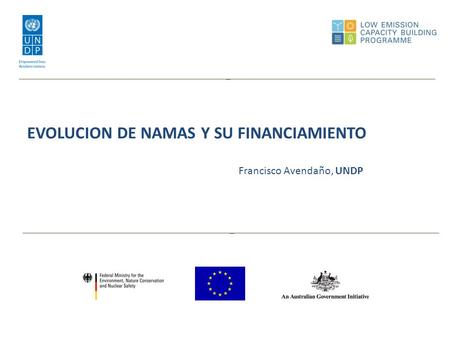 EVOLUCION DE NAMAS Y SU FINANCIAMIENTO Francisco Avendaño, UNDP.
