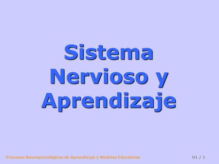 Sistema Nervioso y Aprendizaje