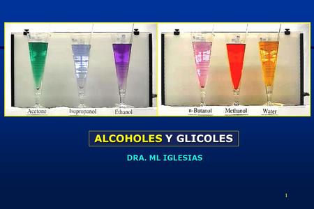 ALCOHOLES Y GLICOLES DRA. ML IGLESIAS.