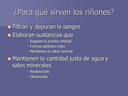 ¿Para qué sirven los riñones?