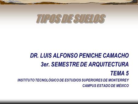 TIPOS DE SUELOS DR. LUIS ALFONSO PENICHE CAMACHO