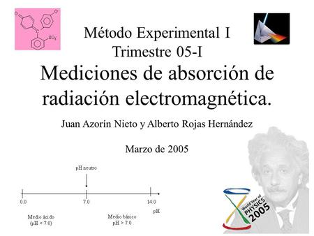 Mediciones de absorción de radiación electromagnética. Método Experimental I Trimestre 05-I Juan Azorín Nieto y Alberto Rojas Hernández Marzo de 2005.