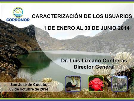 CARACTERIZACIÓN DE LOS USUARIOS 1 DE ENERO AL 30 DE JUNIO 2014 San José de Cúcuta, 09 de octubre de 2014 Dr. Luis Lizcano Contreras Director General.