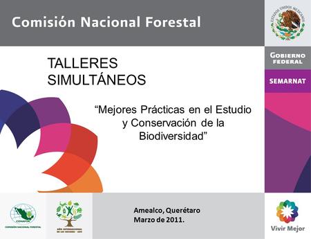 TALLERES SIMULTÁNEOS “Mejores Prácticas en el Estudio y Conservación de la Biodiversidad” Amealco, Querétaro Marzo de 2011.