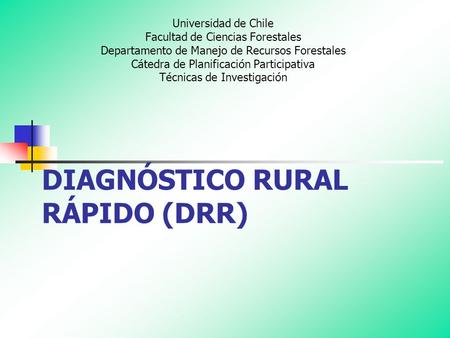DIAGNÓSTICO RURAL RÁPIDO (DRR)