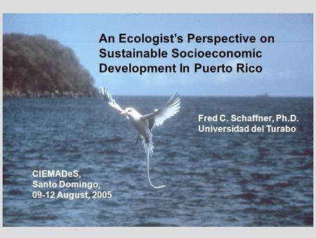 1 An Ecologist’s Perspective on Sustainable Socioeconomic Development In Puerto Rico Fred C. Schaffner, Ph.D. Universidad del Turabo CIEMADeS, Santo Domingo,