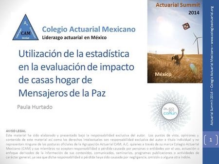 Actuarial Summit 2014 – Colegio Actuarial Mexicano – www.colegioactuarial.org Utilización de la estadística en la evaluación de impacto de casas hogar.