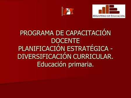 PROGRAMA DE CAPACITACIÓN DOCENTE PLANIFICACIÓN ESTRATÉGICA - DIVERSIFICACIÓN CURRICULAR. Educación primaria.