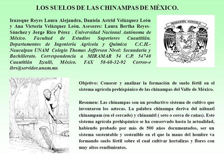 LOS SUELOS DE LAS CHINAMPAS DE MÉXICO.
