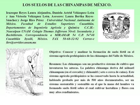 LOS SUELOS DE LAS CHINAMPAS DE MÉXICO.