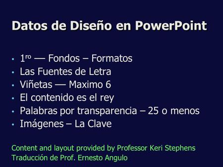 Datos de Diseño en PowerPoint
