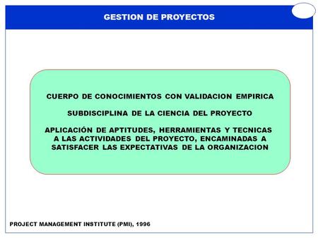 GESTION DE PROYECTOS CUERPO DE CONOCIMIENTOS CON VALIDACION EMPIRICA