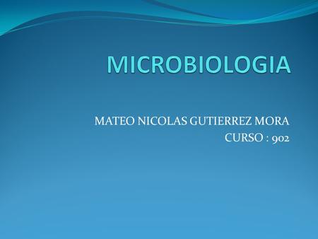 MATEO NICOLAS GUTIERREZ MORA CURSO : 902. NACIMIENTO DE LA MICROBILOGIA la microbiología surgió como ciencia tras el descubrimiento del microscopio. el.