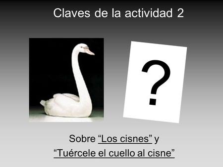 Sobre “Los cisnes” y “Tuércele el cuello al cisne”