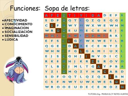 Funciones: Sopa de letras: