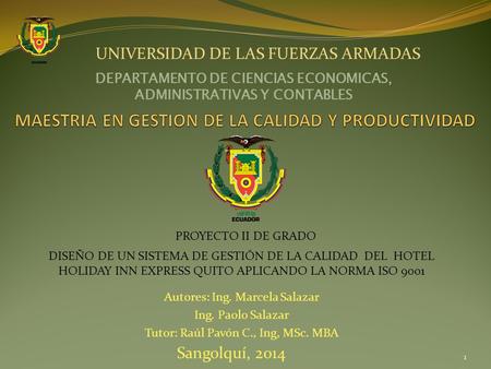 MAESTRIA EN GESTION DE LA CALIDAD Y PRODUCTIVIDAD
