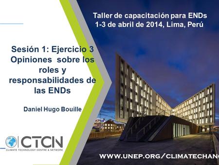 Sesión 1: Ejercicio 3 Opiniones sobre los roles y responsabilidades de las ENDs Daniel Hugo Bouille Taller de capacitación para ENDs 1-3 de abril de 2014,