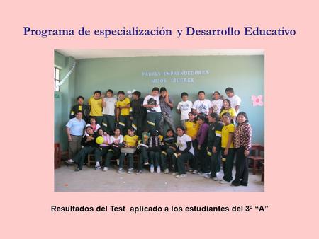 Resultados del Test aplicado a los estudiantes del 3º “A”
