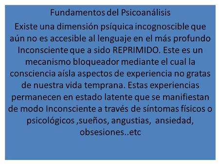 Fundamentos del Psicoanálisis