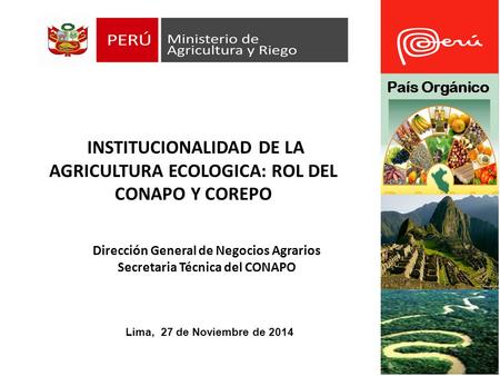 INSTITUCIONALIDAD DE LA AGRICULTURA ECOLOGICA: ROL DEL CONAPO Y COREPO