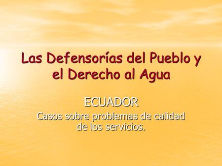 Las Defensorías del Pueblo y el Derecho al Agua