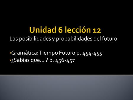Unidad 6 lección 12 Las posibilidades y probabilidades del futuro