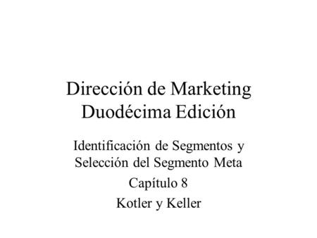 Dirección de Marketing Duodécima Edición