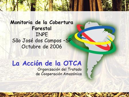 La Acción de la OTCA Organización del Tratado de Cooperación Amazónica Monitoria de la Cobertura Forestal INPE São José dos Campos –SP Octubre de 2006.