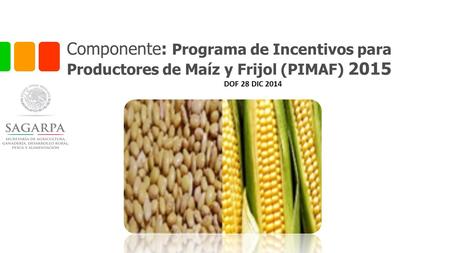 Componente: Programa de Incentivos para Productores de Maíz y Frijol (PIMAF) 2015 DOF 28 DIC 2014.