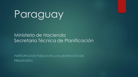 Paraguay Ministerio de Hacienda Secretaria Técnica de Planificación