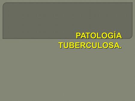 PATOLOGÍA TUBERCULOSA.