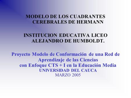 MODELO DE LOS CUADRANTES CEREBRALES DE HERMANN