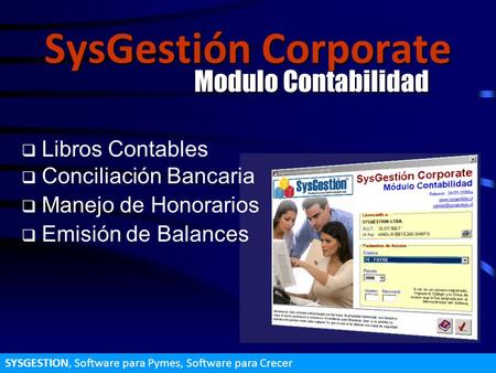 SysGestión Corporate Modulo Contabilidad Libros Contables